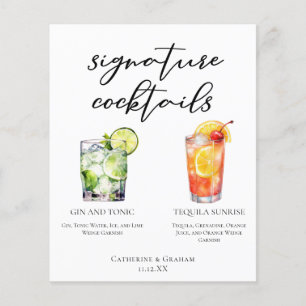 Menú de cócteles Gin and Tonic Tequila Sunrise