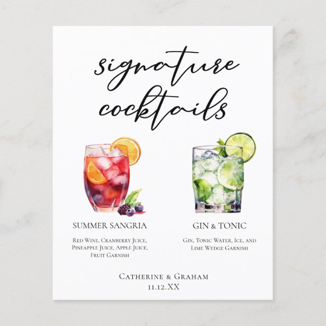 Menú de cócteles Sangria Gin & Tonic Signature (Anverso)