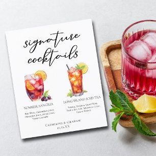 Menú de cócteles Sangria Long Island Tea Signature