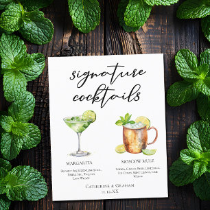 Menú de cócteles Signature Margarita Moscow Mule