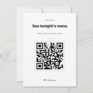 Menú de código QR Insertar tarjeta para restaurant