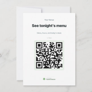 Menú de código QR Insertar tarjeta para restaurant