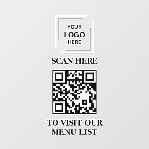 Menú de código QR Señal de vinilo adhesivo para ve