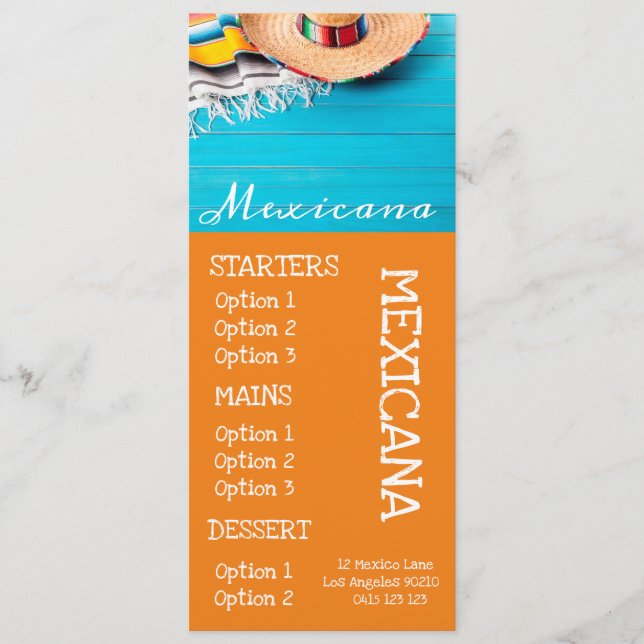 menú de comida de restaurante bar mexicano (Anverso)