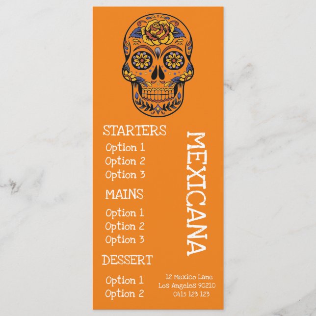 menú de comida de restaurante bar mexicano para la (Anverso)