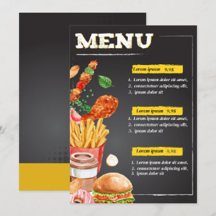 Menú de comida de restaurante de comida rápida