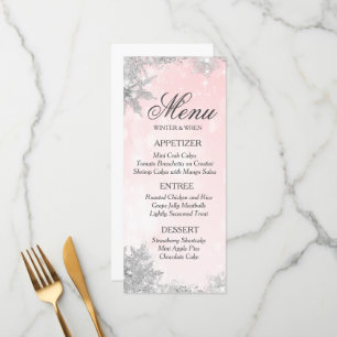 Menú de copos de nieve con escarcha de invierno