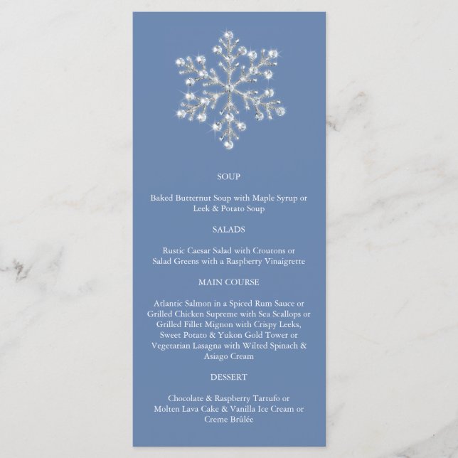 Menú de copos de nieve de cristal de invierno (Anverso)