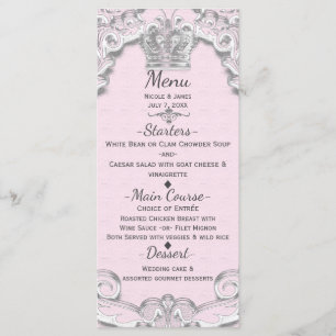 Menú de Cuento de Hadas Princesa Rosa Vintage