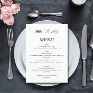 Menú de cumpleaños 50 Minimalista elegante de pres