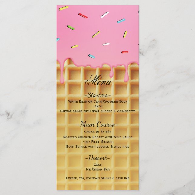 Menú de Cumpleaños de Cono de Waffle de Helado de  (Anverso)