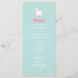 Menú de cumpleaños de fiesta con tema de Llama