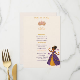 Menú de cumpleaños de princesa