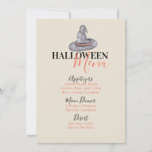Menú de Cumpleaños de Sombrero de Bruja de Hallowe