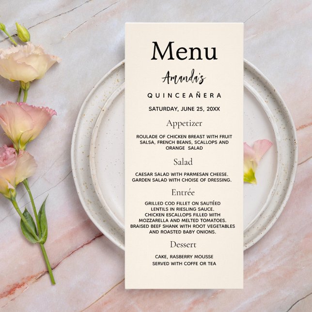 Menú de cumpleaños foto beige datos divertidos (Subido por el creador)