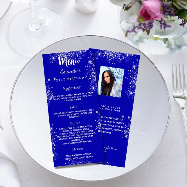 Menú de cumpleaños foto de plata azul real hechos  (Subido por el creador)