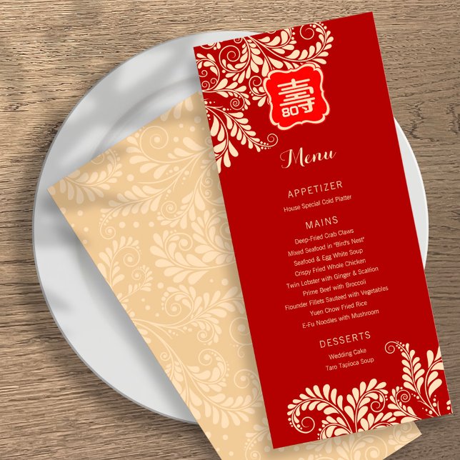 Menú de cumpleaños "Longevidad" chino (RED) (Subido por el creador)