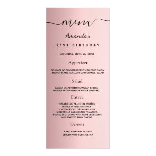 Menú de cumpleaños nombre metalizado rosa rubor da