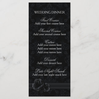 Menú de damasco negro Boda plantilla de menú de ce