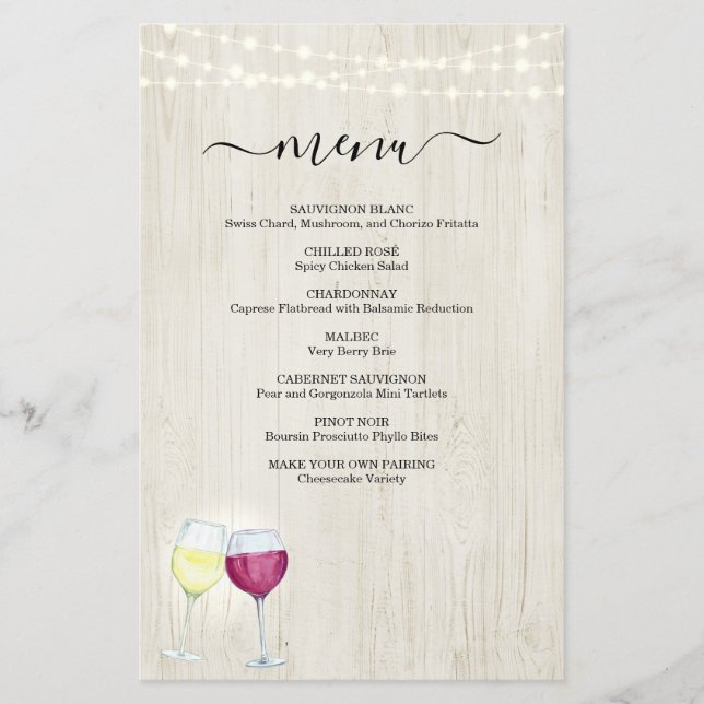 Menú de degustación de vinos (Anverso)