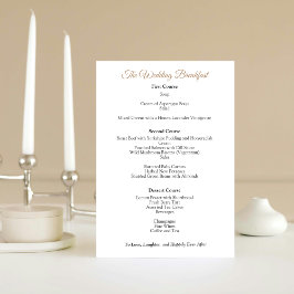 Menú de desayuno boda Inglés estilo Regency