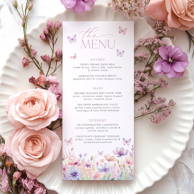 Menú de Desayuno de Mariposas Pastel para Boda (Here's to a lifetime of butterflies! Pastel floral butterfly Bridal Shower menu)
