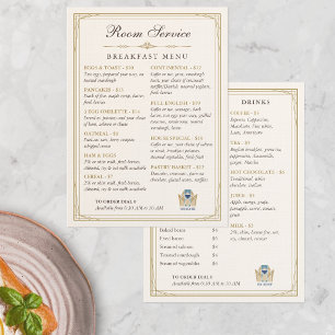 Menú de desayuno de servicio a la habitación de lu