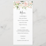 Menú de ducha de bodas Rubor y verde<br><div class="desc">Una carta perfecta para un boda o una ducha para bebés. Con flores de color agua y vegetación. Personalizar con el texto del menú para un brunch,  almuerzo o cena.</div>