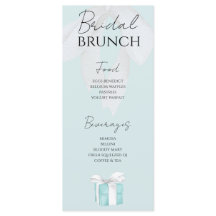 Menú de ducha de novia azul turquesa