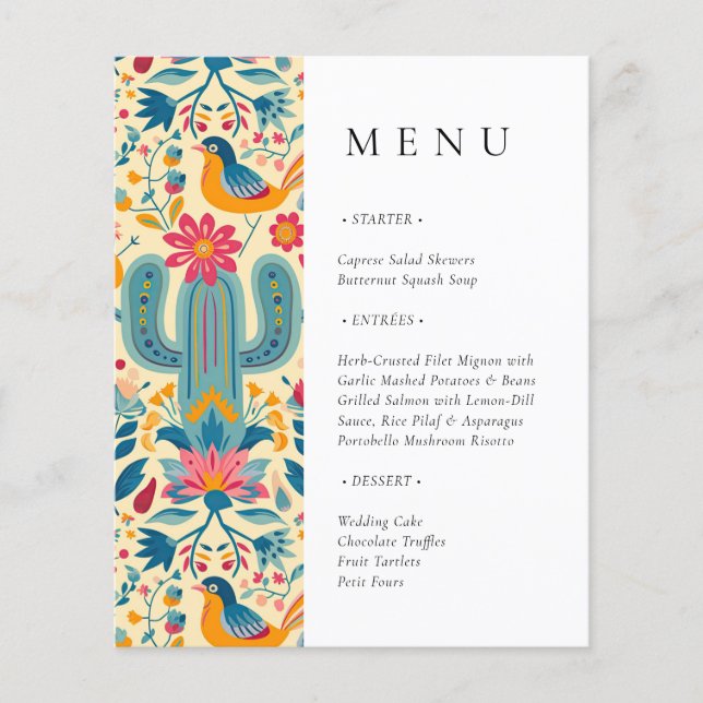 Menú de ducha de novia floral de Fiesta mexicana (Anverso)