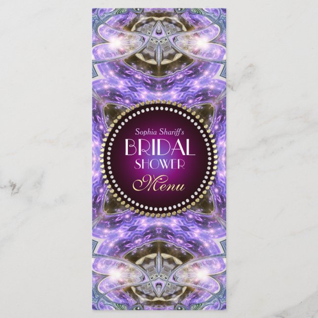 Menú de ducha de novia Lilac Geo Dragonfly Magic 4 (Anverso)
