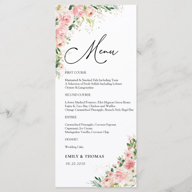 Menú de ducha de novia verde (Anverso)