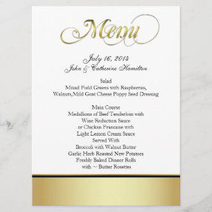 Menú de encargo negro, blanco, y del oro elegante