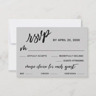 Menú de escritura a mano para elegir RSVP gris cla