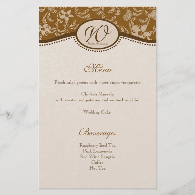 Menú de estilo antiguo del oeste (Anverso)