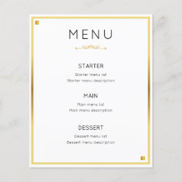 Menú de Evento de Boda con Borde Dorado de Diseño