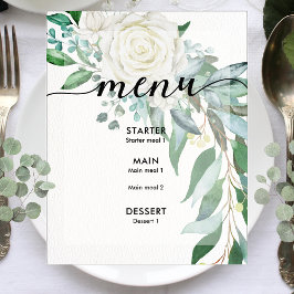Menú de evento de boda personalizado de White Rose