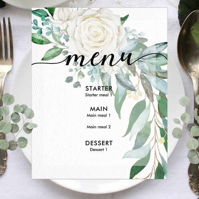 Menú de evento de boda personalizado de White Rose (Subido por el creador)