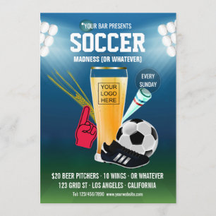 Menú de evento de fútbol de bar agregar logotipo