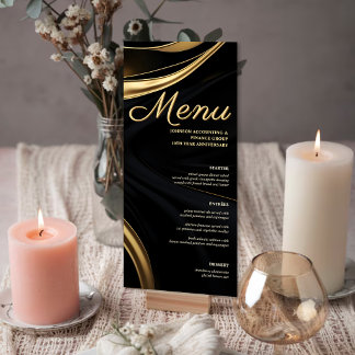 Menú de Evento Empresarial Editable Oro Negro Mode
