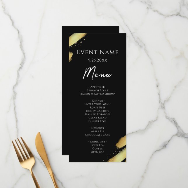 Menú de eventos de oro negro (Anverso/Reverso In Situ)