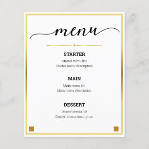 Menú de eventos Minimal Design Gold Border Boda