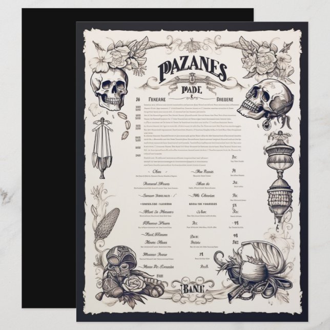 Menú de Fantasía Pirata (Anverso / Reverso)
