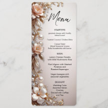 Menú de flores blancas y rosadas suaves