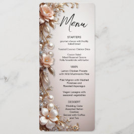 Menú de flores blancas y rosadas suaves