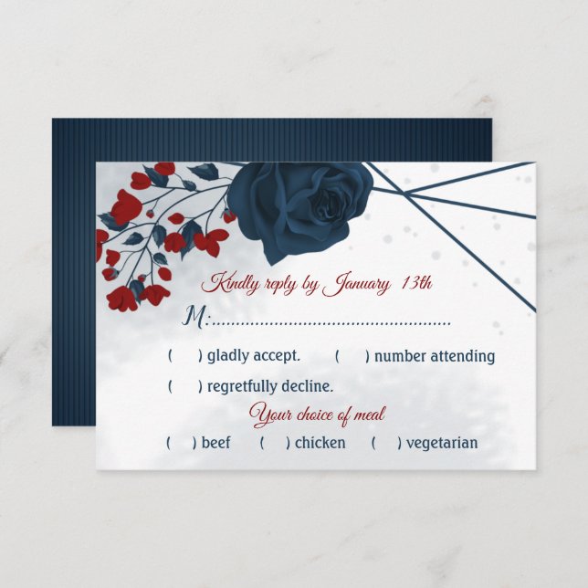 menú de flores de marina y borgoña (Anverso / Reverso)