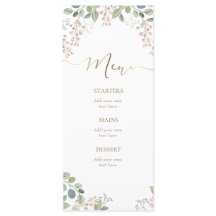 Menu de flores pequeñas y vegetación