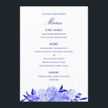 Menú de flores Royal Blue and White Watercolor<br><div class="desc">perfecto para cualquier evento,  personalizar el respaldo,  cambia el color y/o elimina el patrón.</div>