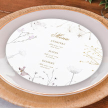 menú de flores silvestres acuarela