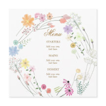 menú de flores silvestres acuarela